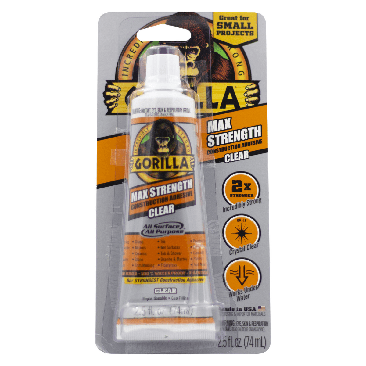 Gorilla  2.5 oz All Purpose Construction Adhesive, Clear
