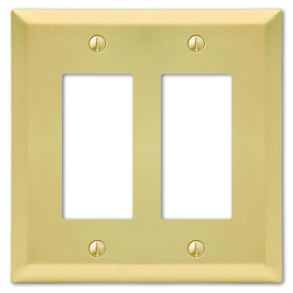 Picture of Amerelle 3009128 Century Satin Brass 2 Gang Stamped Steel Rocker Wall Plate, Beige