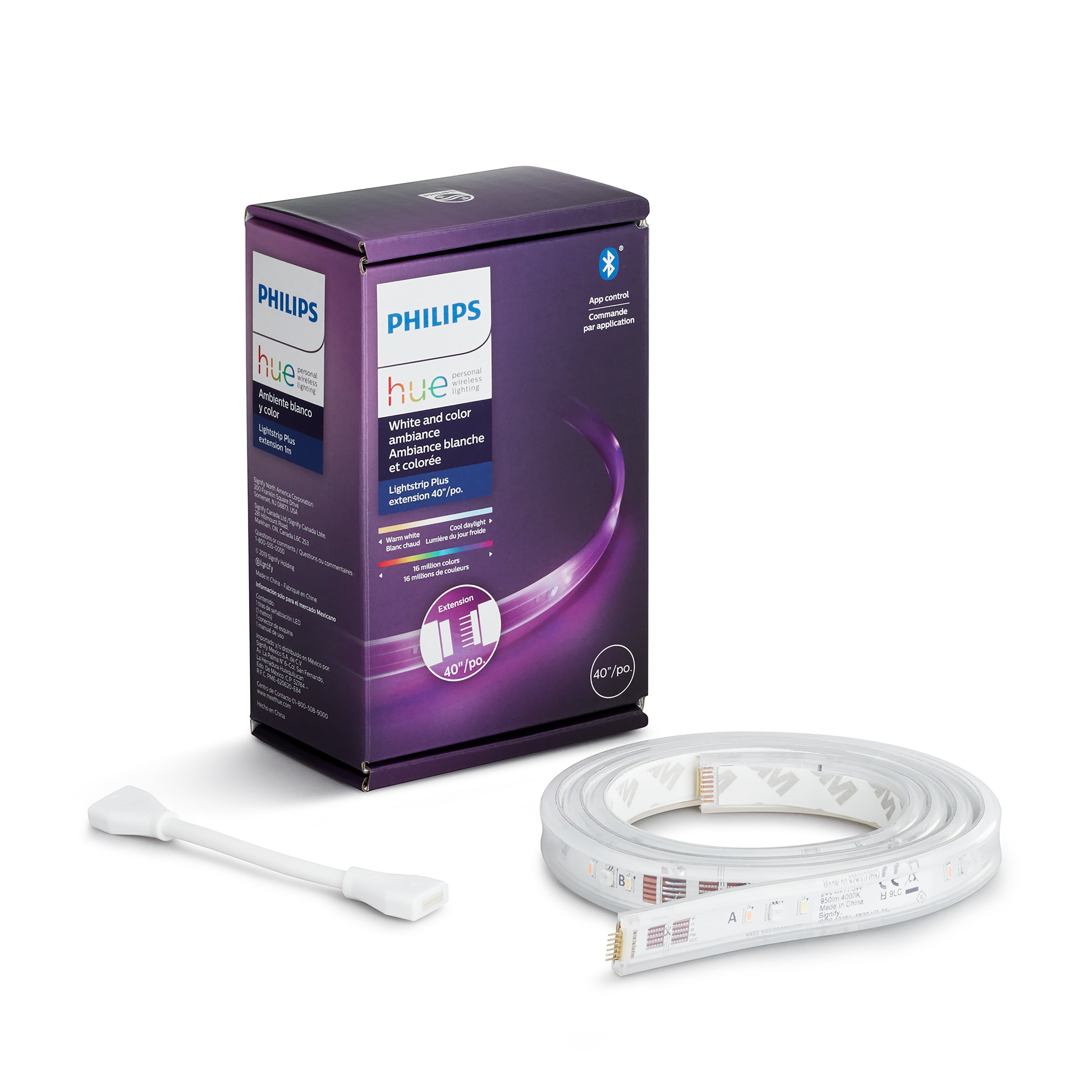 3002053 Hue Connector LED Smart Lightstrip Plus Extension Color Ambiance, White & Clear