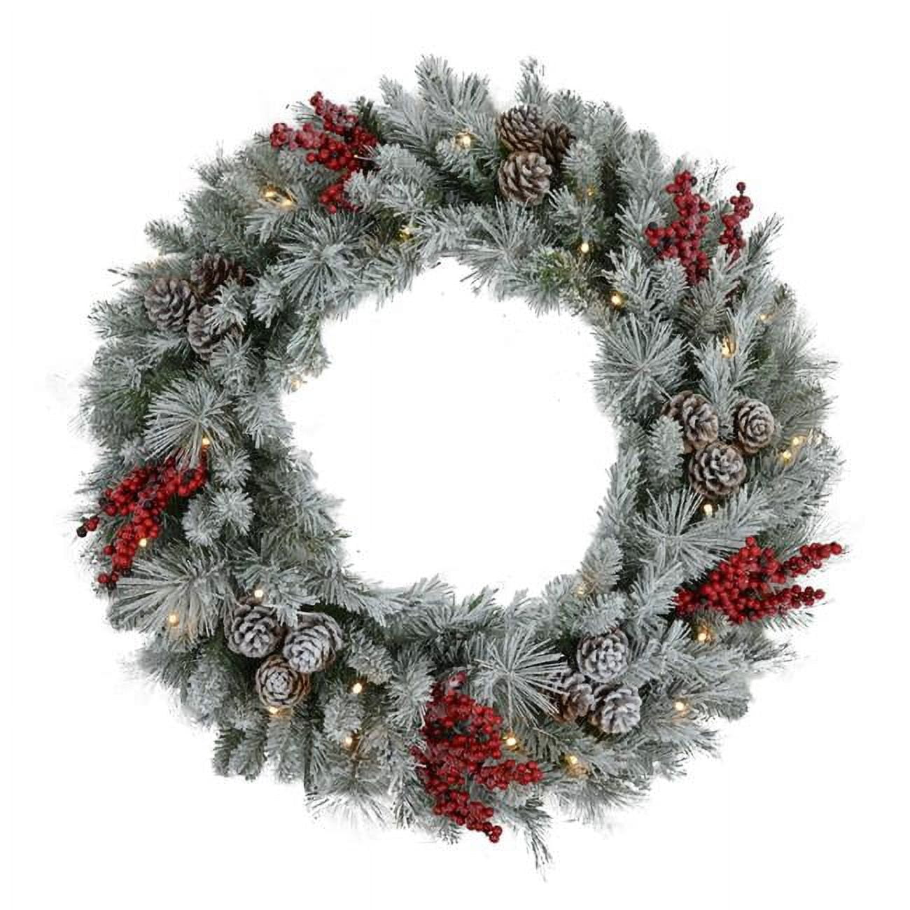 9070914 30 in. Celebrations LED Prelit Decorated Clear & Warm White Wreath - Pack of 4 -  Platinum