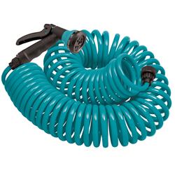 Coil Garden Hose 3/8" D X 25 ft. L Expandable Blue Blue