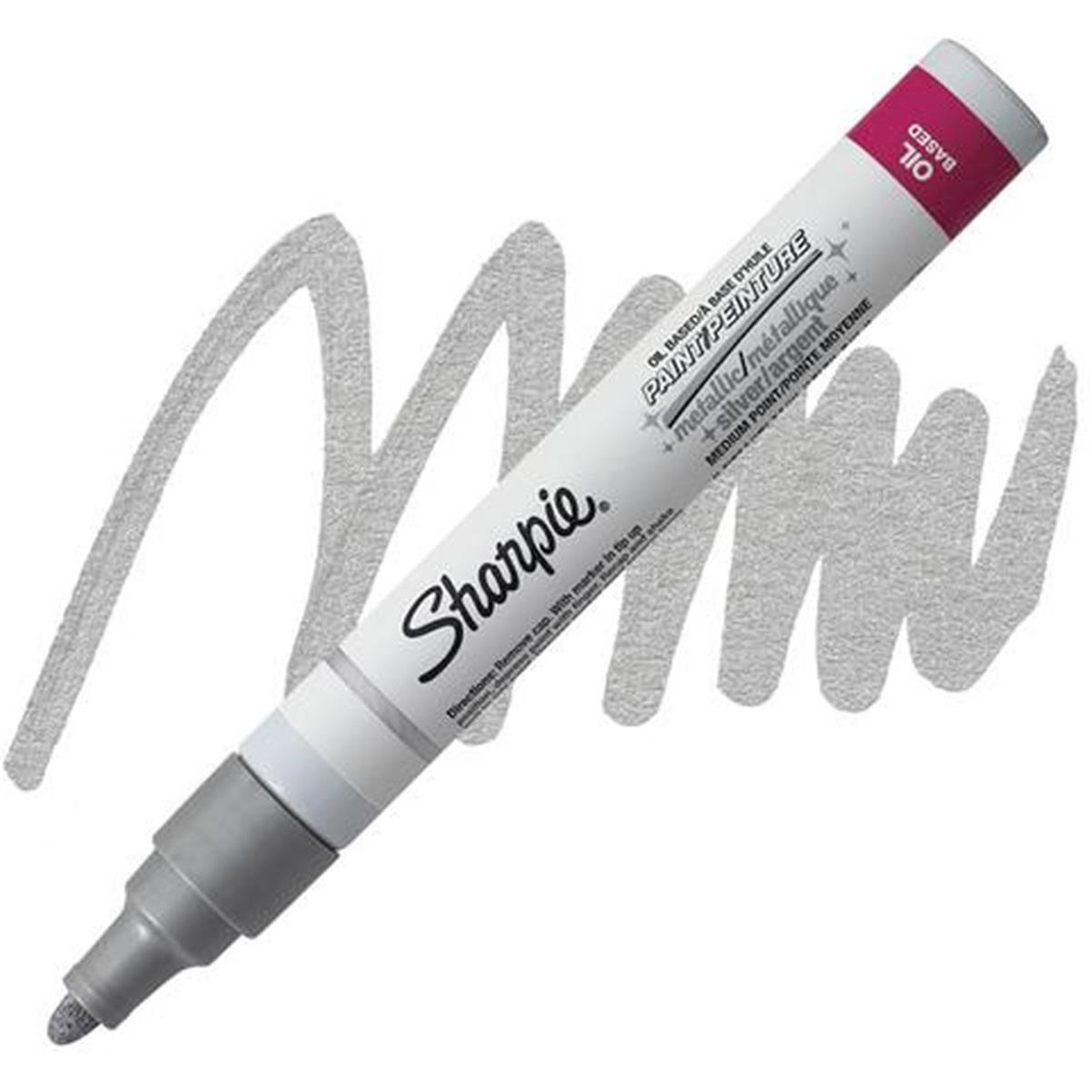 Picture of Sharpie 6010245 2 oz Medium Point Oil-Based Paint Marker&#44; Metallic Silver