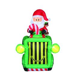9069542 6 ft. Inflatable Santa with Tractor, Red & Green