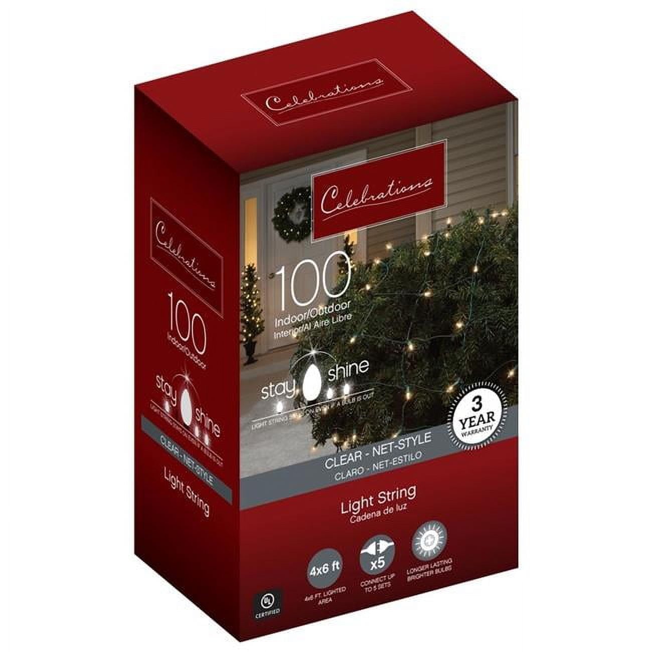 Incandescent Stay Shine Incandescent Mini Clear & Warm White Net Christmas Lights  100 Count