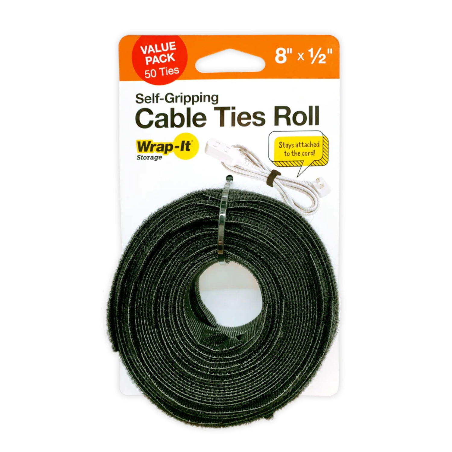 8 in. Black Nylon Cable Ties Roll