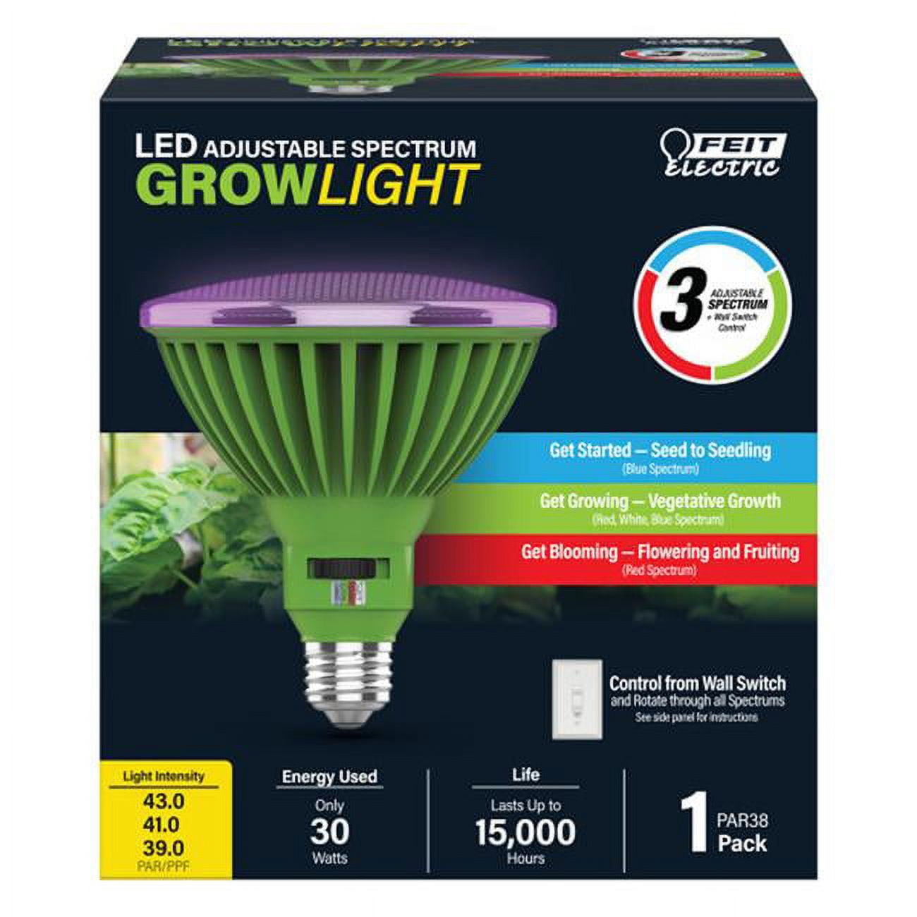 Feit Electric 30W 2700 Lumens E26 Base PAR38 Spectrum LED Grow Light - 3009478