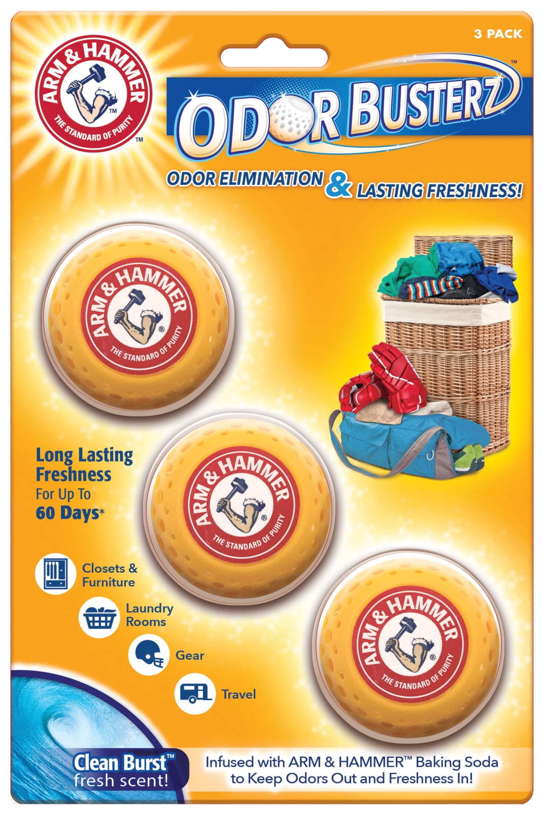 Picture of Arm & Hammer 1737899 Busterz Clean Scent Odor Absorber&#44; 3 per Pack - Pack of 6