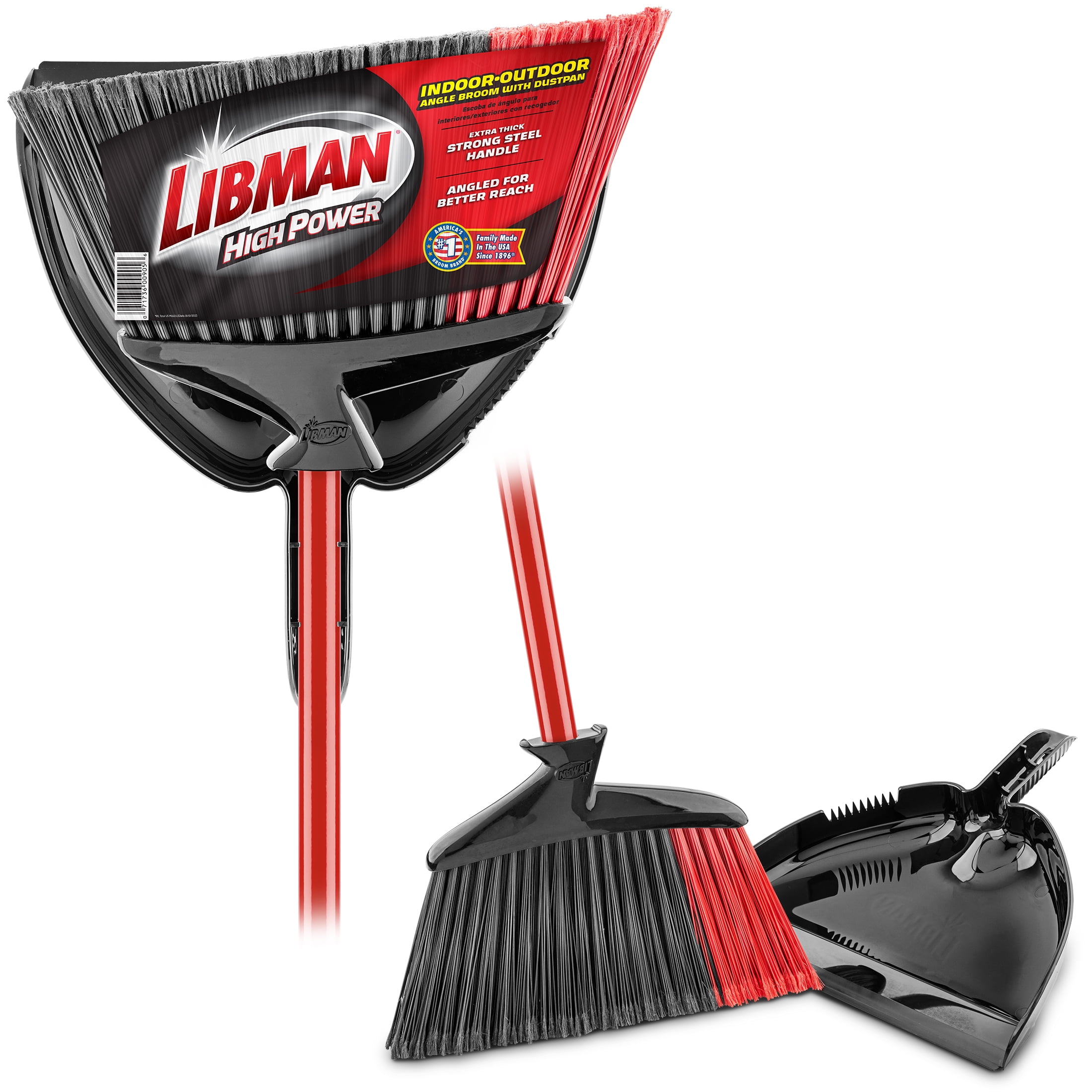 13.75 in. High Power Stiff Recycled PET Broom with Dustpan