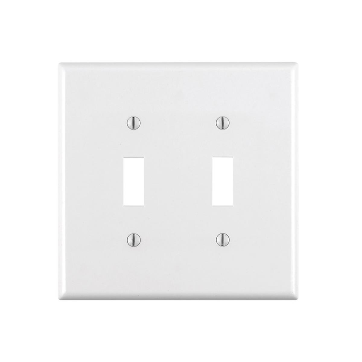 3219342 2 Gang Toggle White Wallplate
