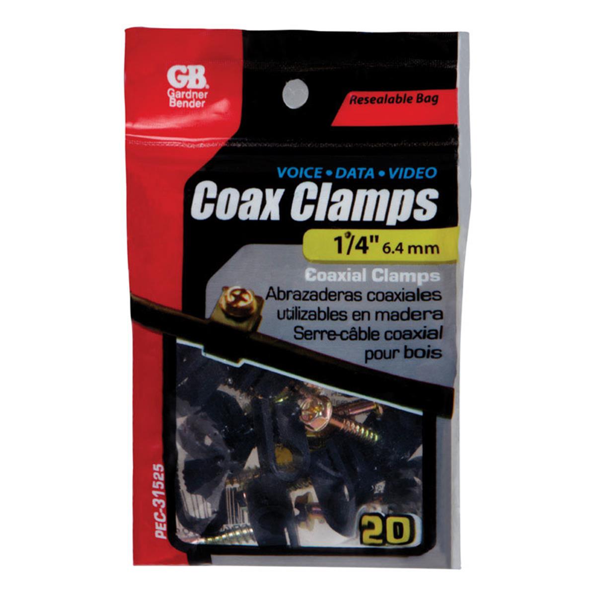 0.25 in. Black Coaxial Clamp, 20 Piece