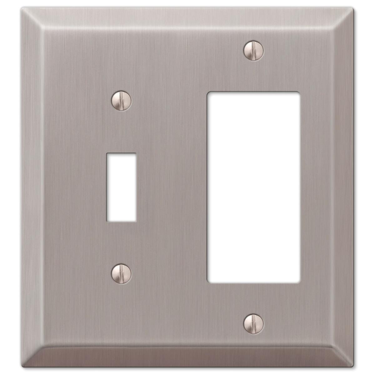 Picture of Amertac Holdings 3501426 1 Toggle & 1 Rocker Brushed Nickel Wallplate