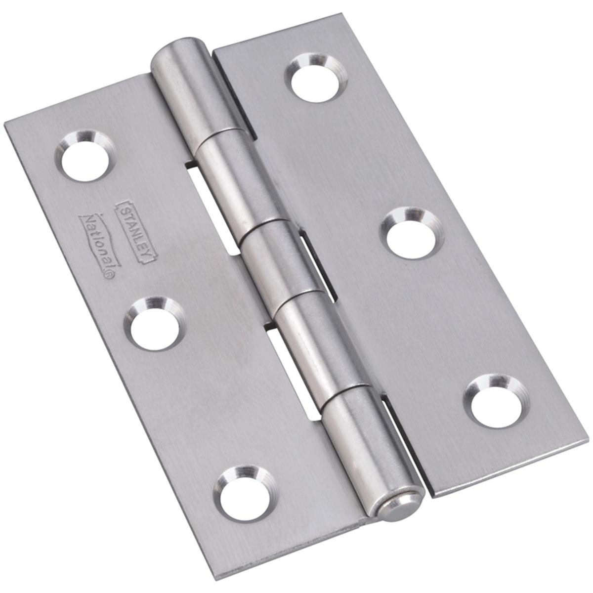 Narrow Hinge, 3 in W Frame Leaf, 0.065 in Thick Frame Leaf, Stainless Steel, Stainless Steel, 2PK