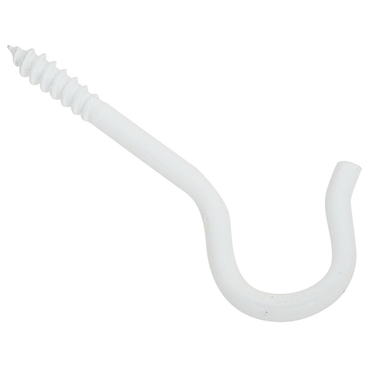 Ceiling Hook, 2-1/2 in L, Steel, White, 3PK