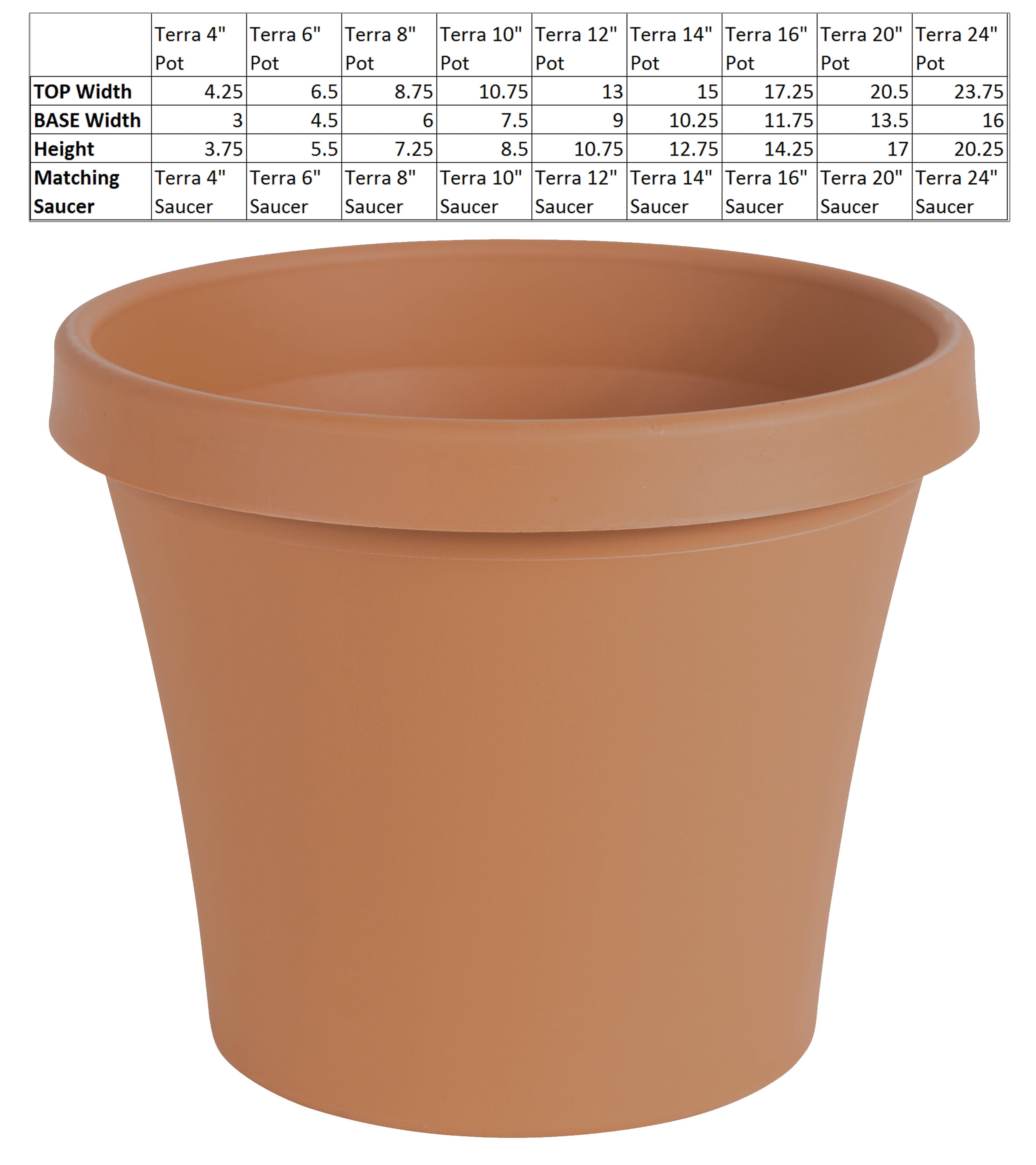 12 in. Tapered Terra Pot