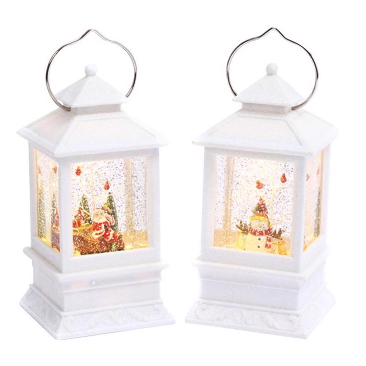 Gerson 9070197 Spinning Water Globe Lantern Indoor Christmas Decor, White - Pack of 6