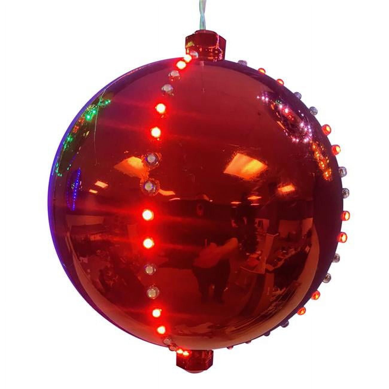 9071190 6 in. LED Lighted Ornament Hanging Decor, Red