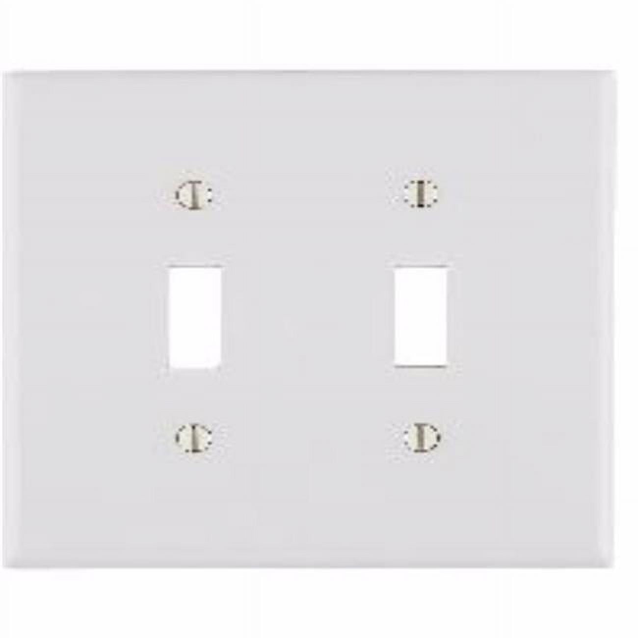 protective Powder Coated 2 Gang Thermoset Plastic Toggle Wall Plate, White