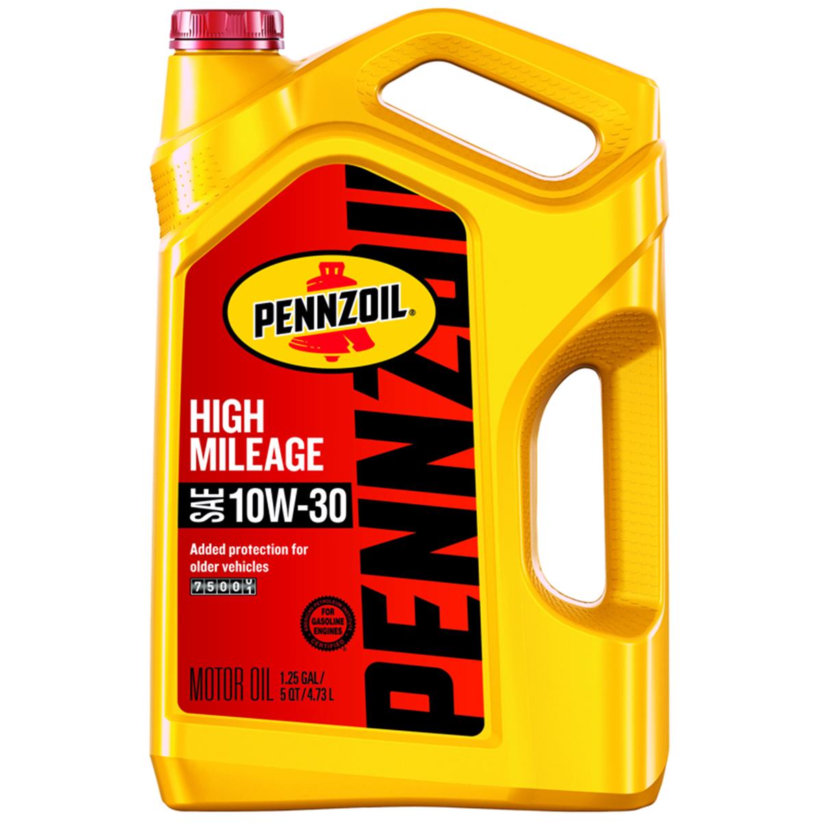 5 qt. 10W-30 High Mileage Gasoline Conventional Motor Oil - Pack of 3 -  PENNZOIL, PE786784