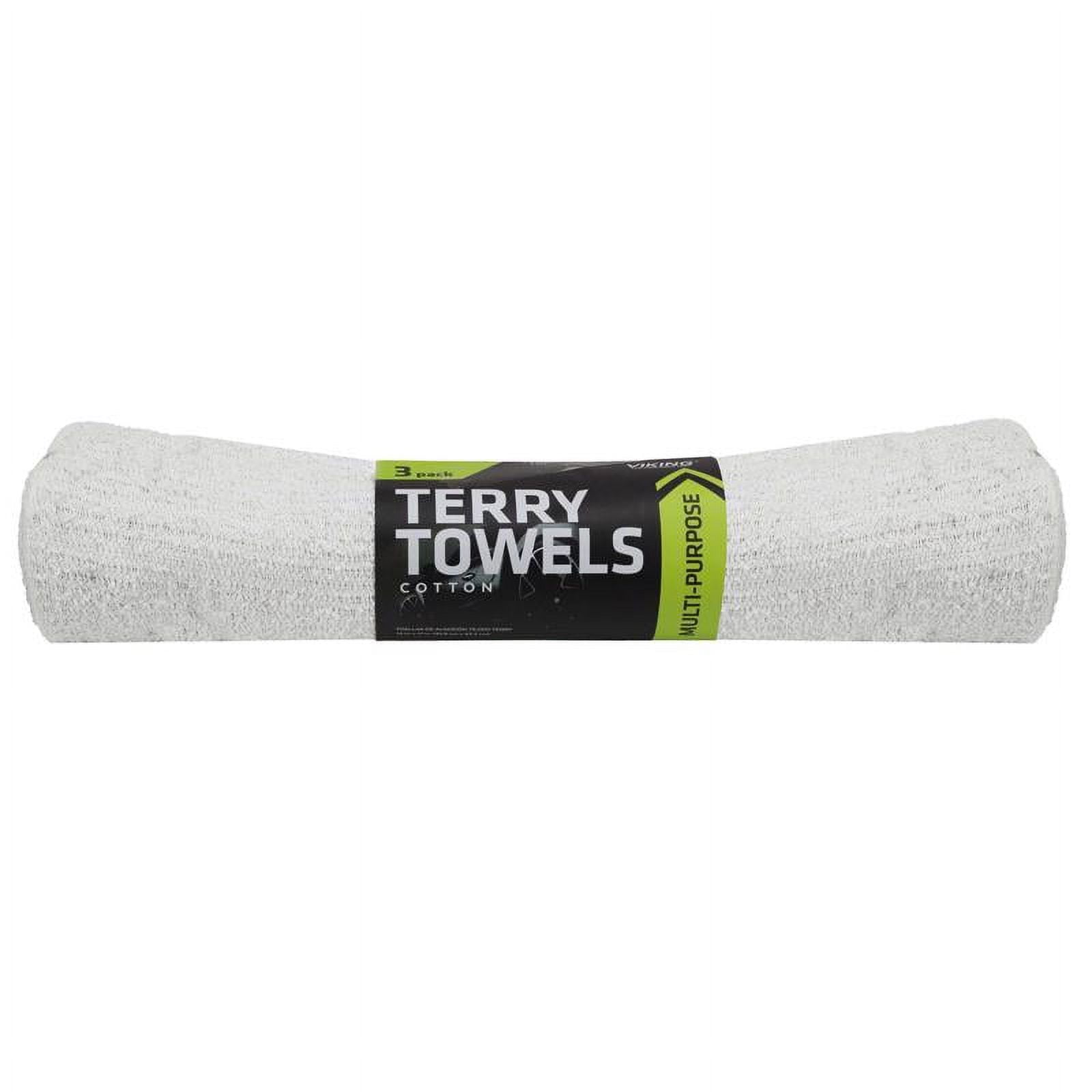 17 x 14 in. Cotton Terry Towels, White - Pack of 3