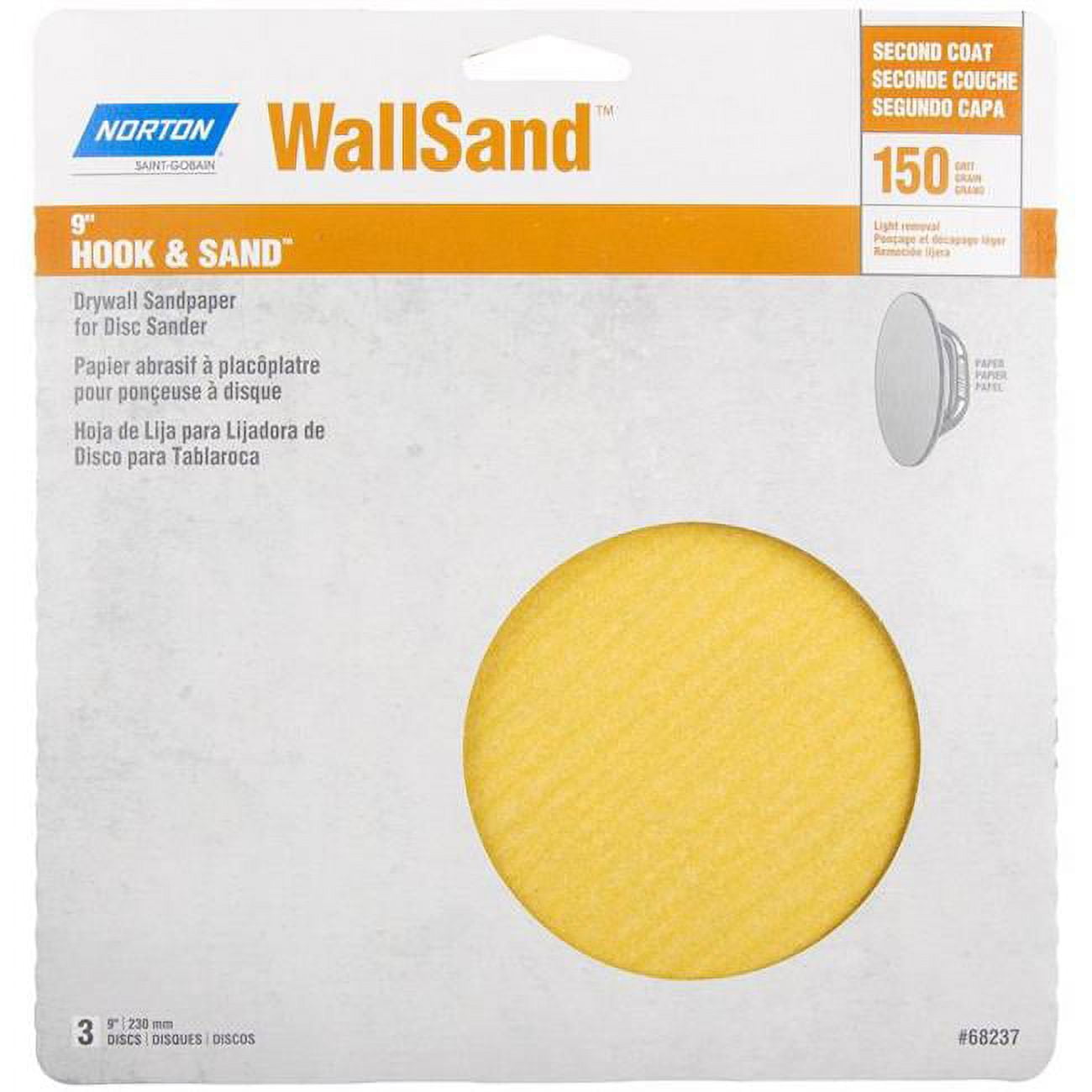 Picture of Norton 1024394 9 in. 150 Grit Fine WallSand Aluminum Oxide Hook & Loop Drywall Sanding Disc - Pack of 3