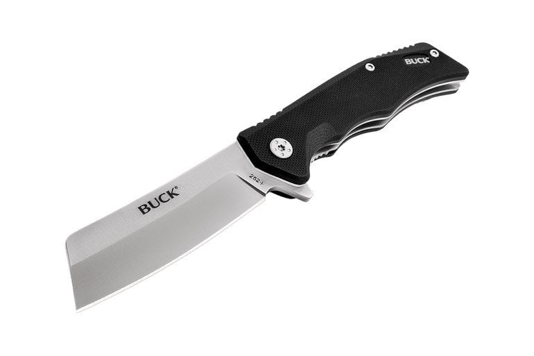 8075929 6.88 in. 7 cr Stainless SteelCleaver Pocket Knife, Black -  Buck Knives