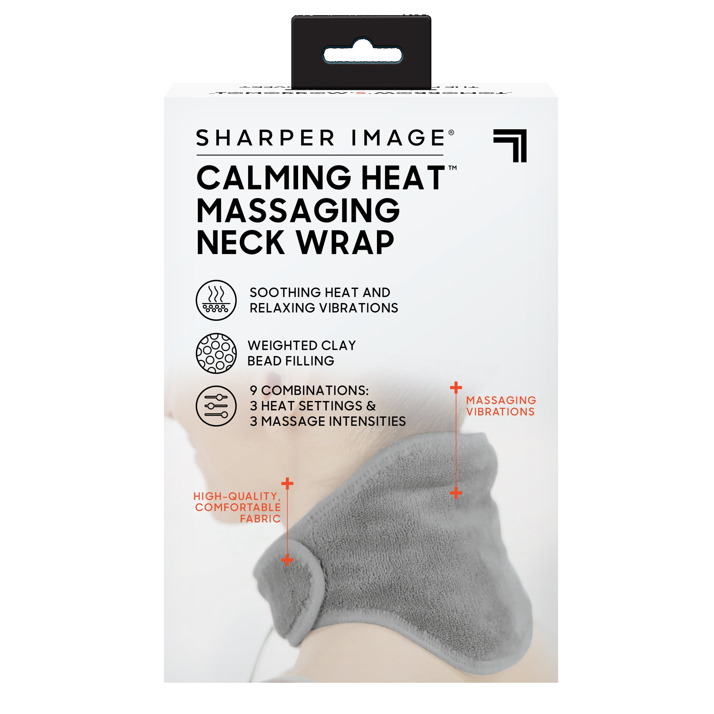 Picture of Sharper Image 6025171 Calming Heat Massaging Neck Polyester Wrap, Gray