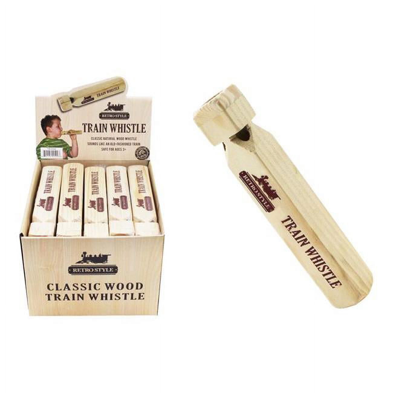 Train Wood Whistle, Natural - Pack of 20