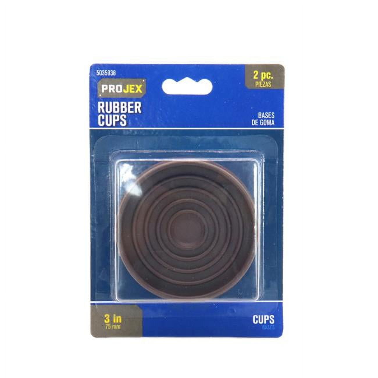 3 x 3 in. Rubber Round Caster Cup, Brown -Pack of 2