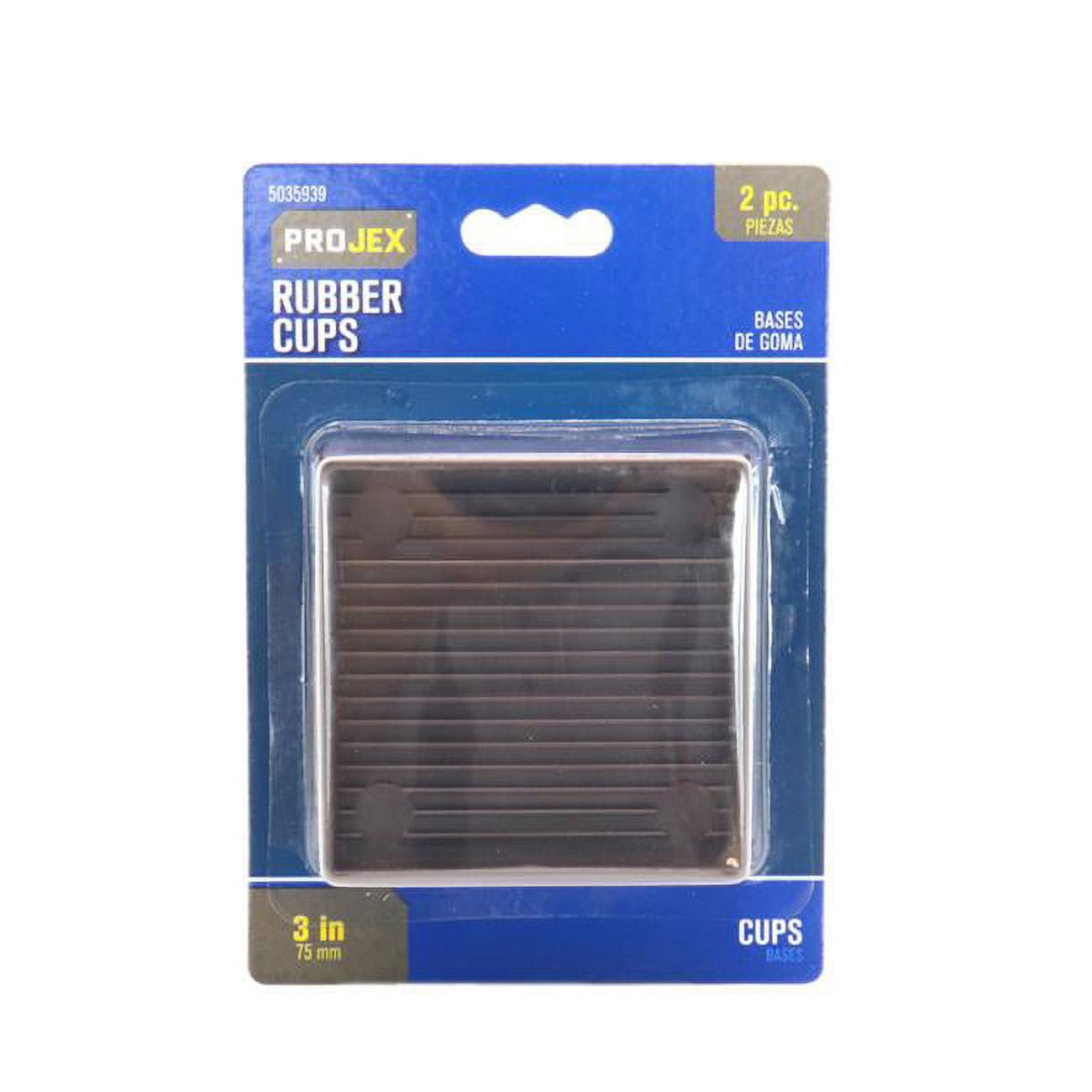 3 x 3 in. Rubber Square Caster Cup, Brown - Pack of 2