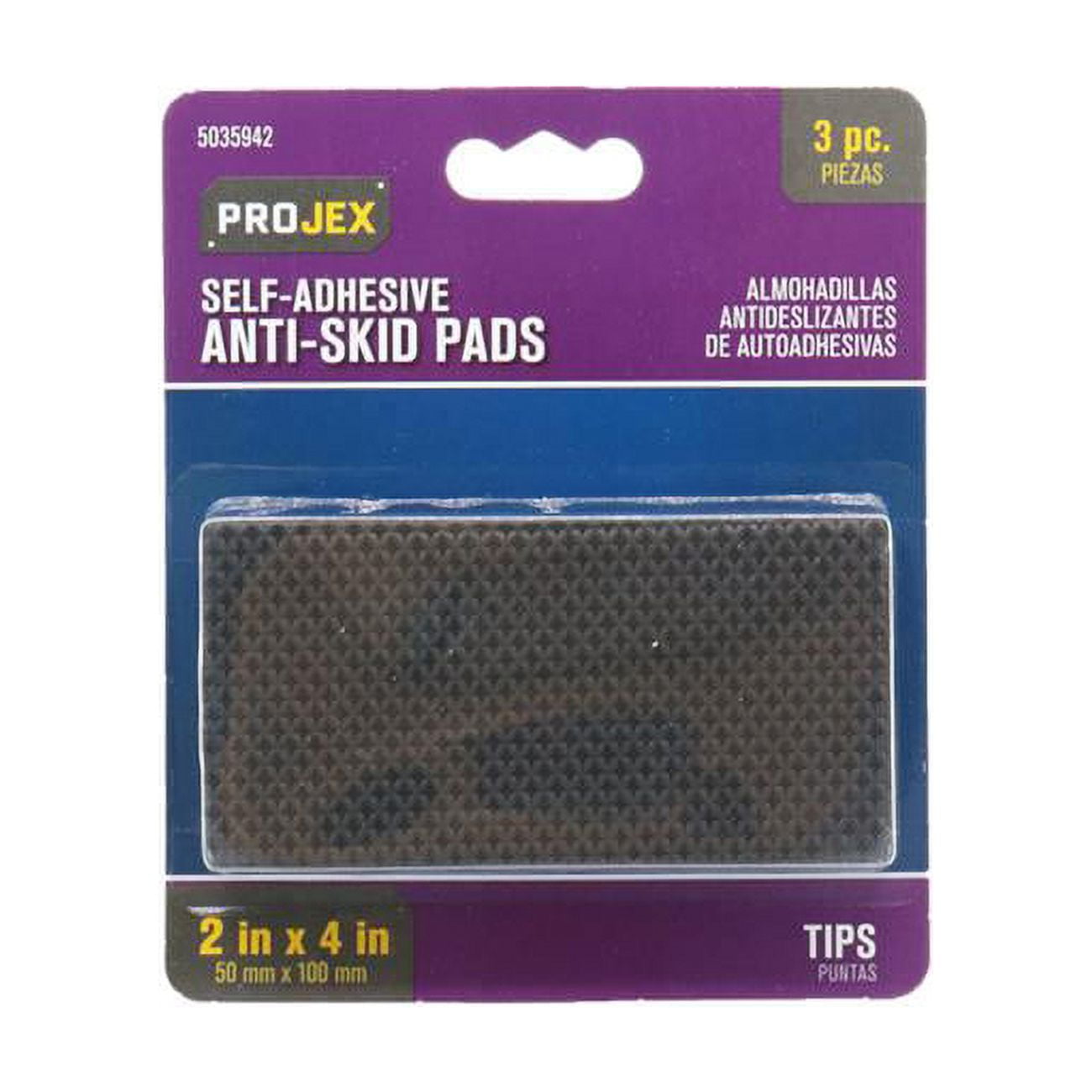 2 x 4 in. Rubber Self Adhesive Rectangle Non Skid Pad, Pack of 3