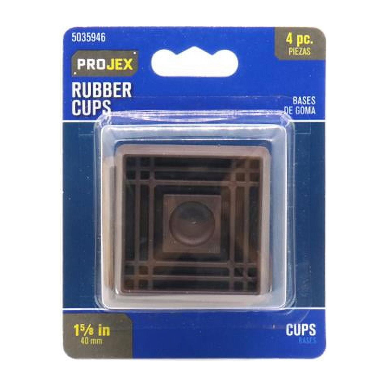 1.62 x 1.62 in. Rubber Square Caster Cup, Brown - Pack of 4