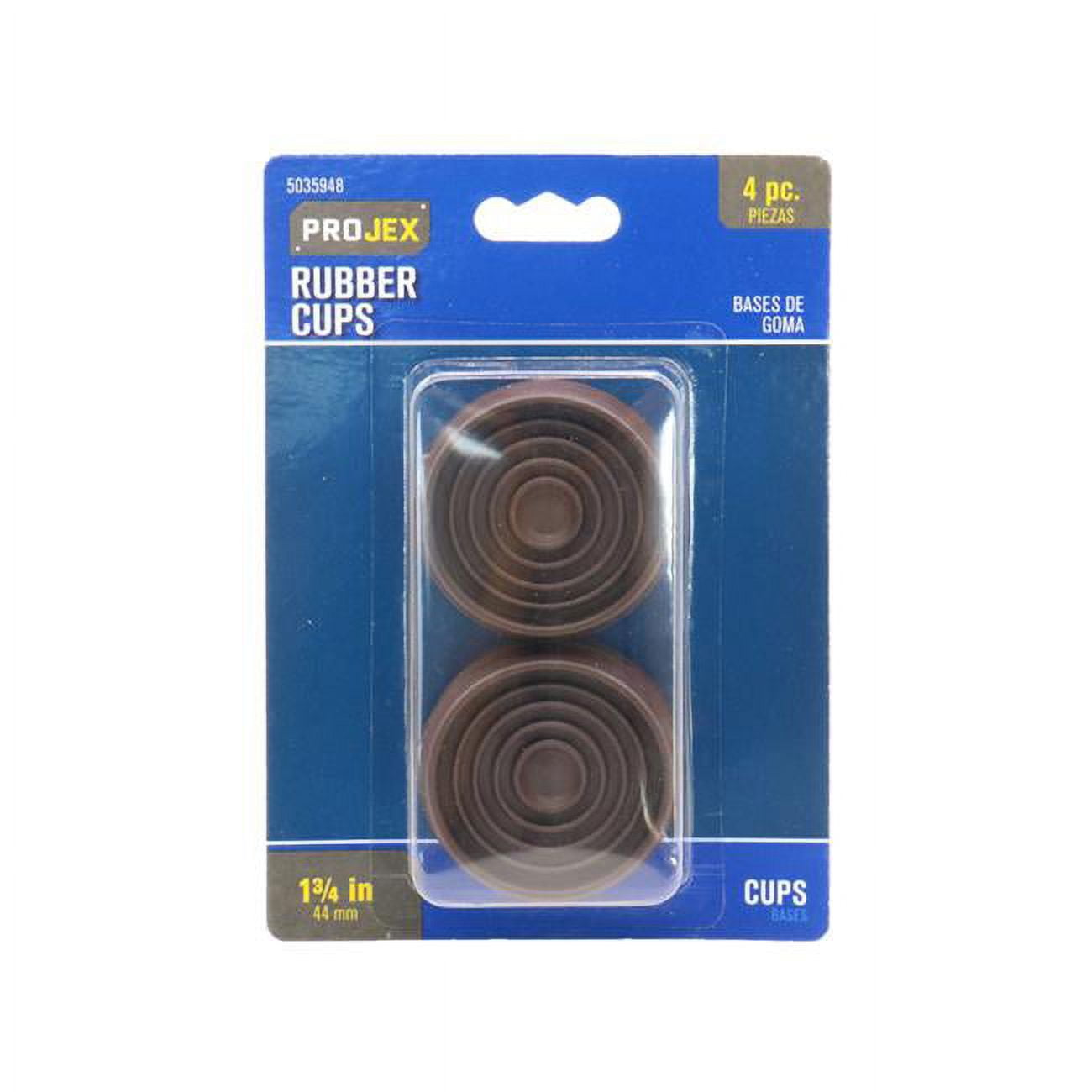 1.75 in. Rubber Round Caster Cup, Brown - Pack of 4