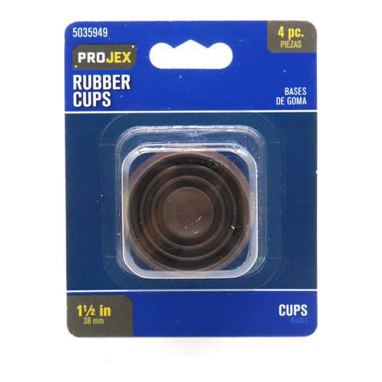 1.50 in. Rubber Round Caster Cup, Brown -Pack of 4, 4PK