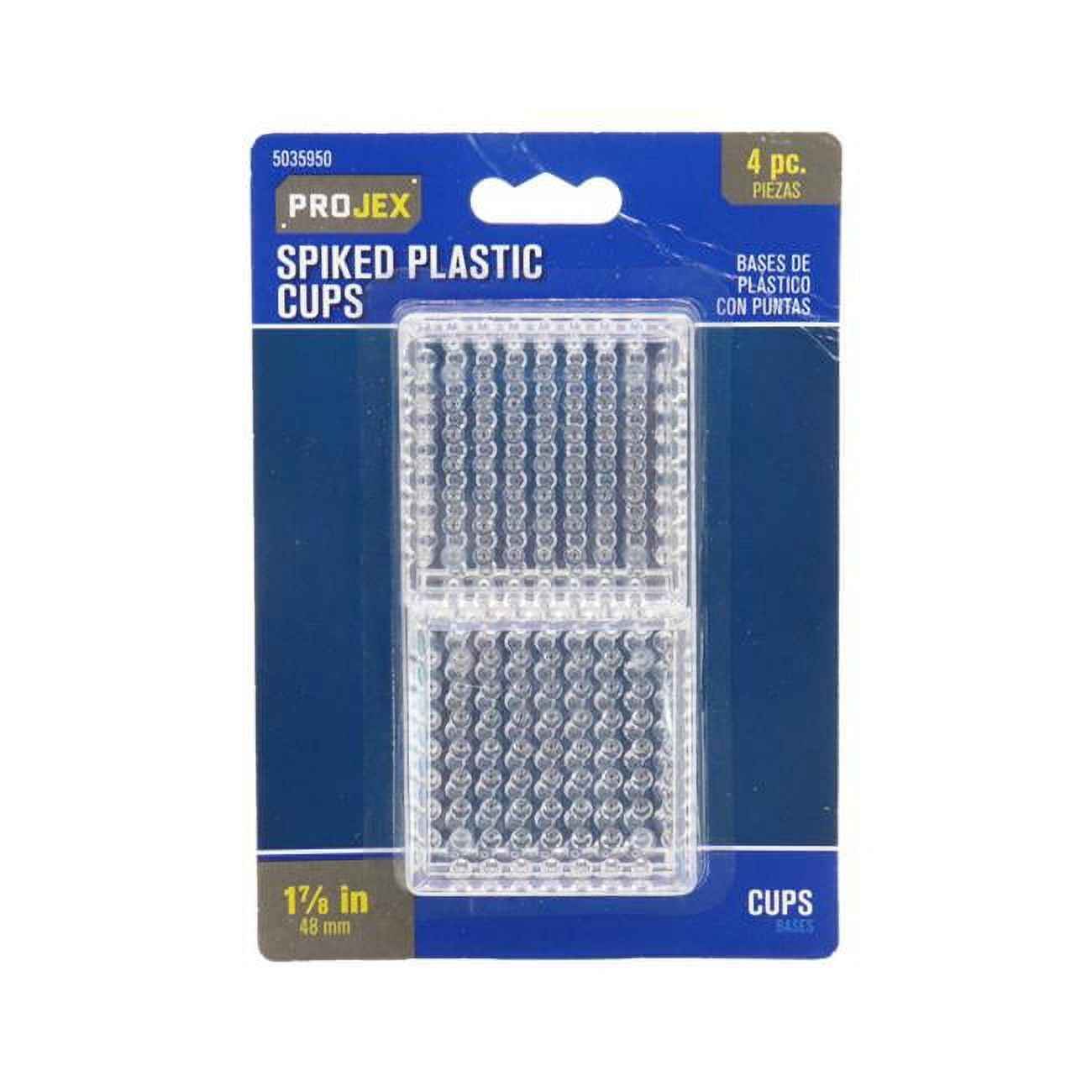 1.87 x 1.87 in. Plastic Spiked Square Caster Cup, Clear - Pack of 4