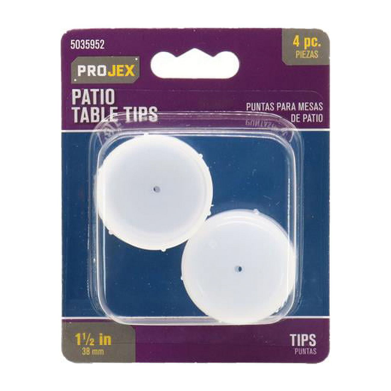 5035952 1.5 in. Plastic Patio Table Tips, White - Pack of 4