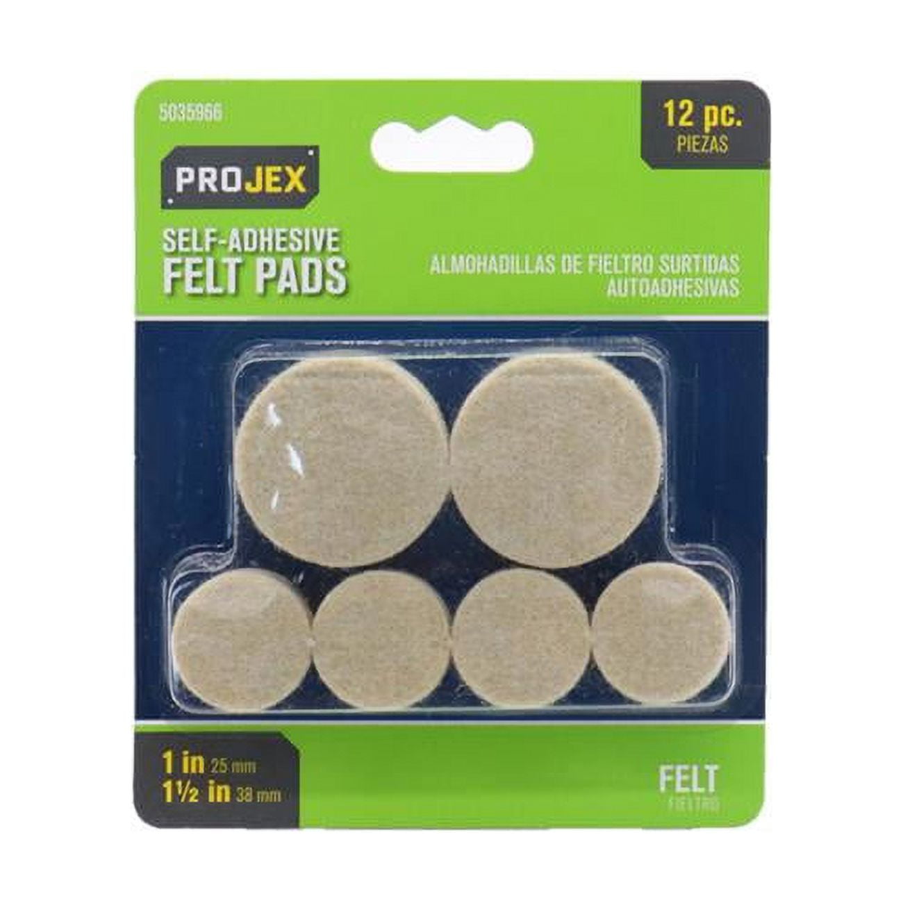 1.5 in. Felt Self Adhesive Table & Chair Pad, Brown - Pack of 12