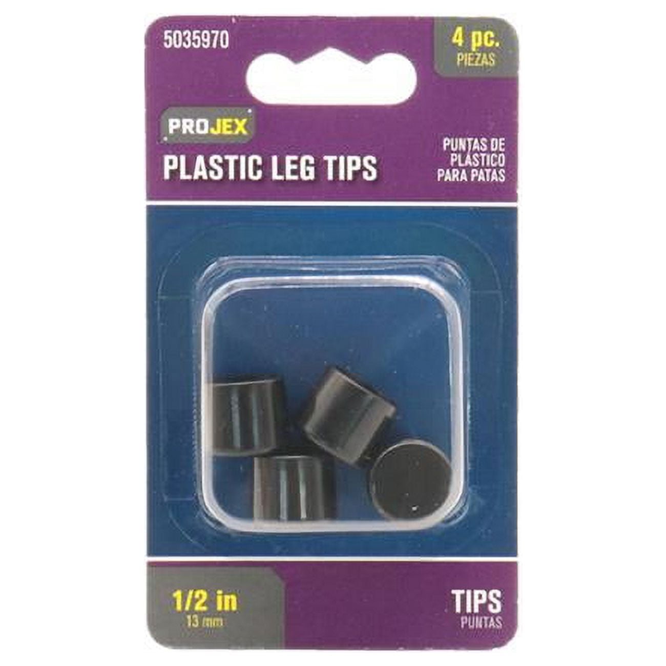 5035970 0.5 in. Plastic Leg Tip, Black - Pack of 4