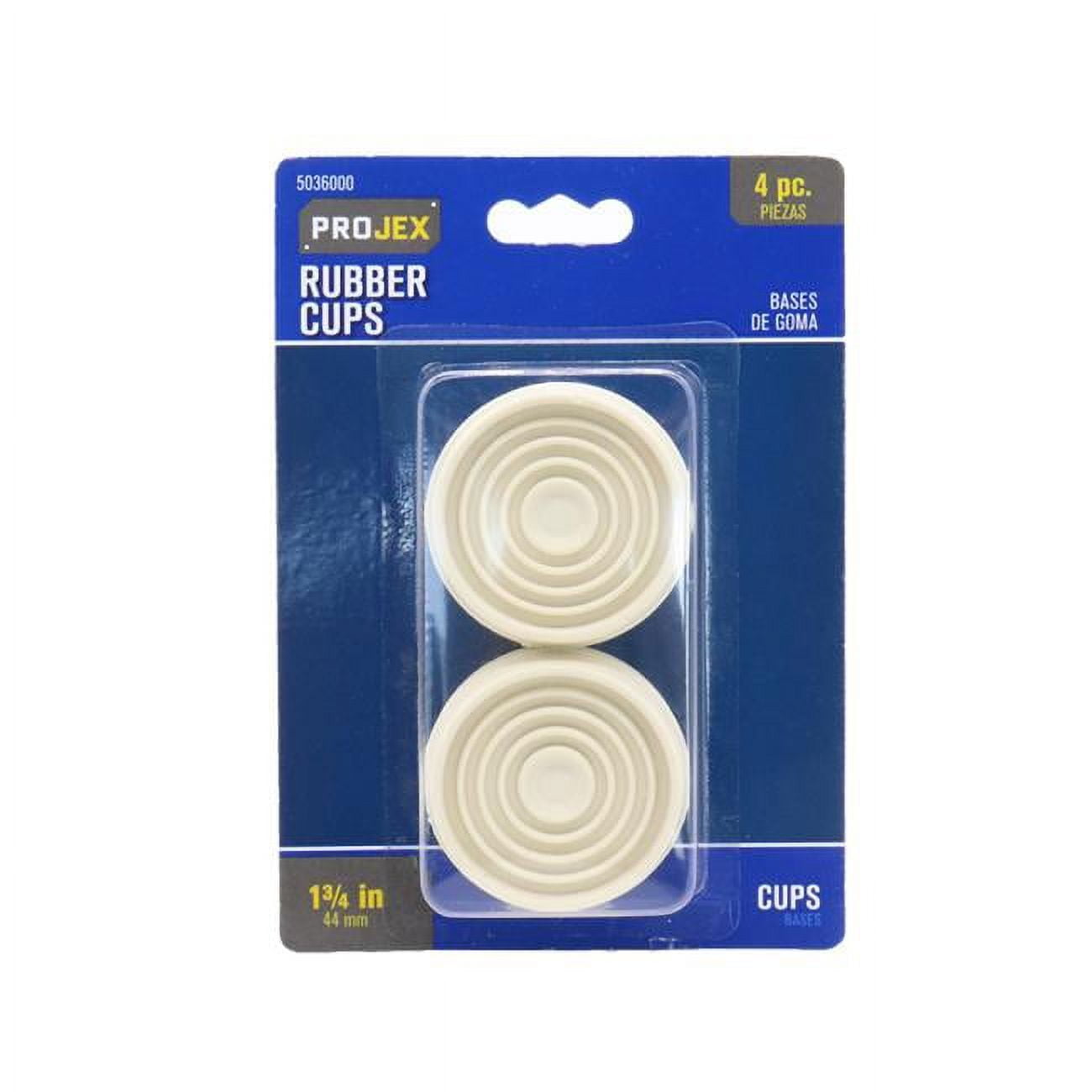 1.75 in. Rubber Round Caster Cup, White - Pack of 4