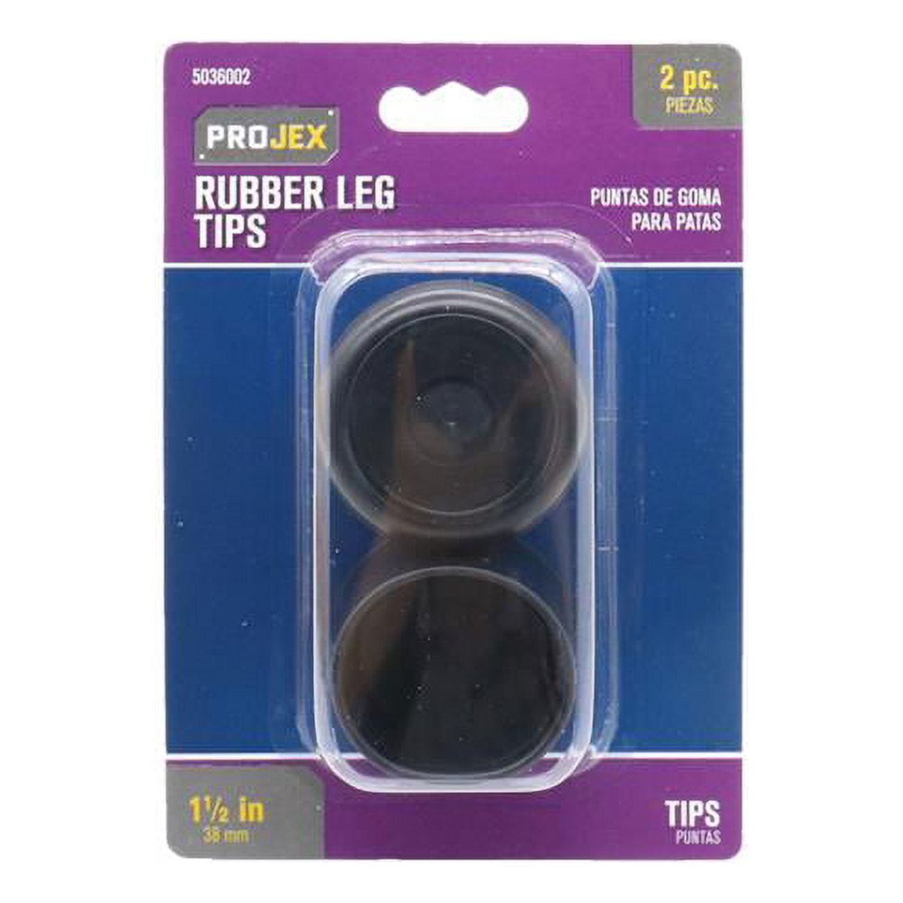 5036002 1.5 in. Rubber Leg Tip, Black - Pack of 2