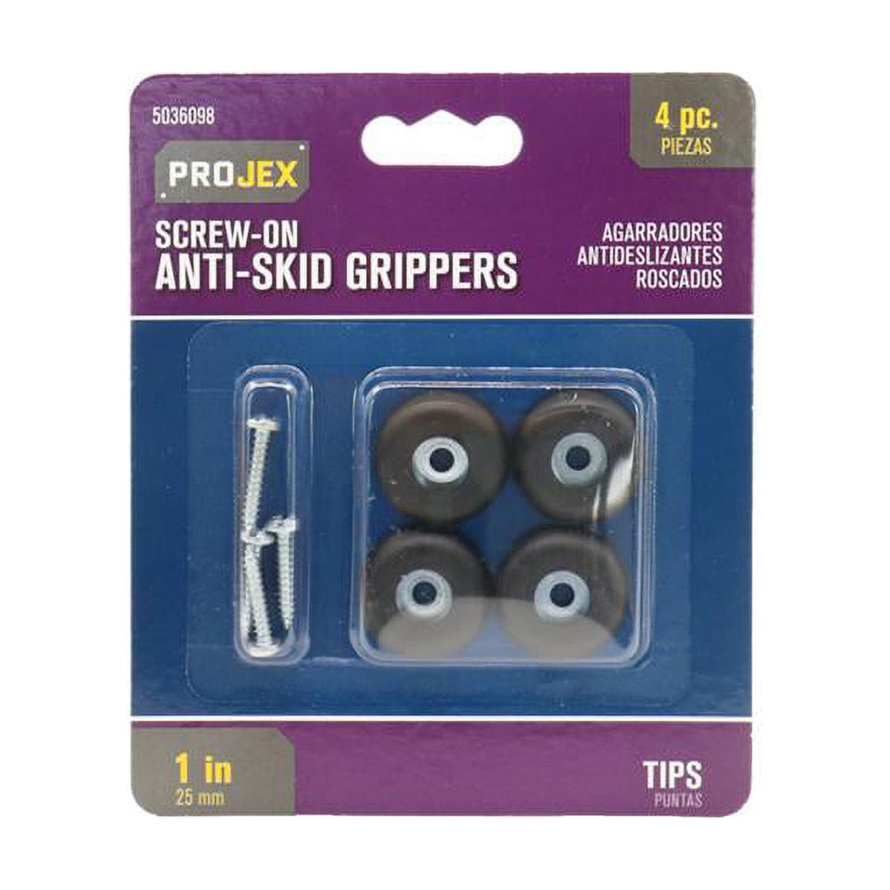 5036098 1 in. Plastic Heavy Duty Round Anti Skid Pad, Black - Pack of 4