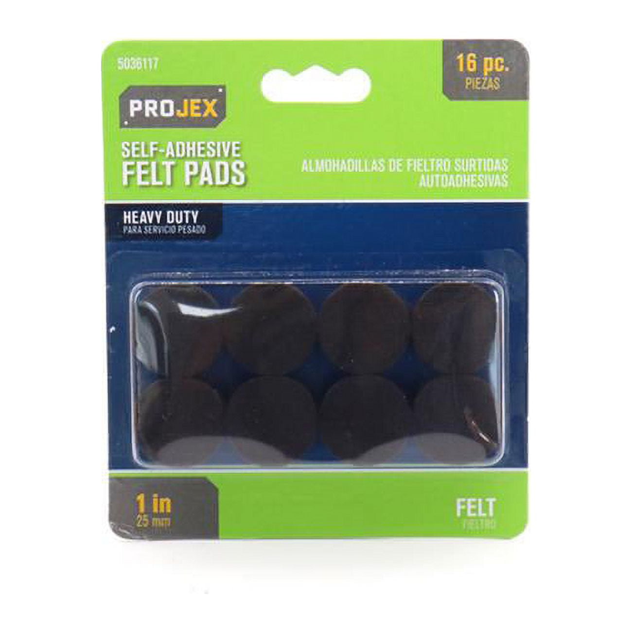 1 in. Felt Self Adhesive Protective Pad, Brown - Pack of 16