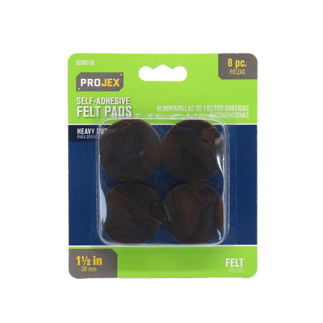 1.5 in. Felt Self Adhesive Protective Pad, Brown - Pack of 8