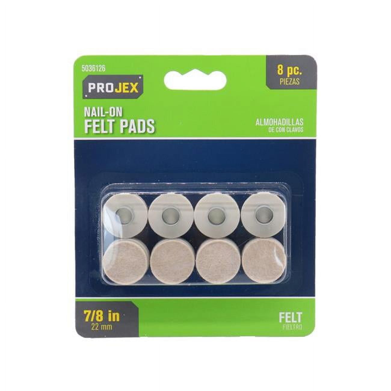 0.87 in. Felt Protective Self Adhesive Pad, Brown - Pack of 8
