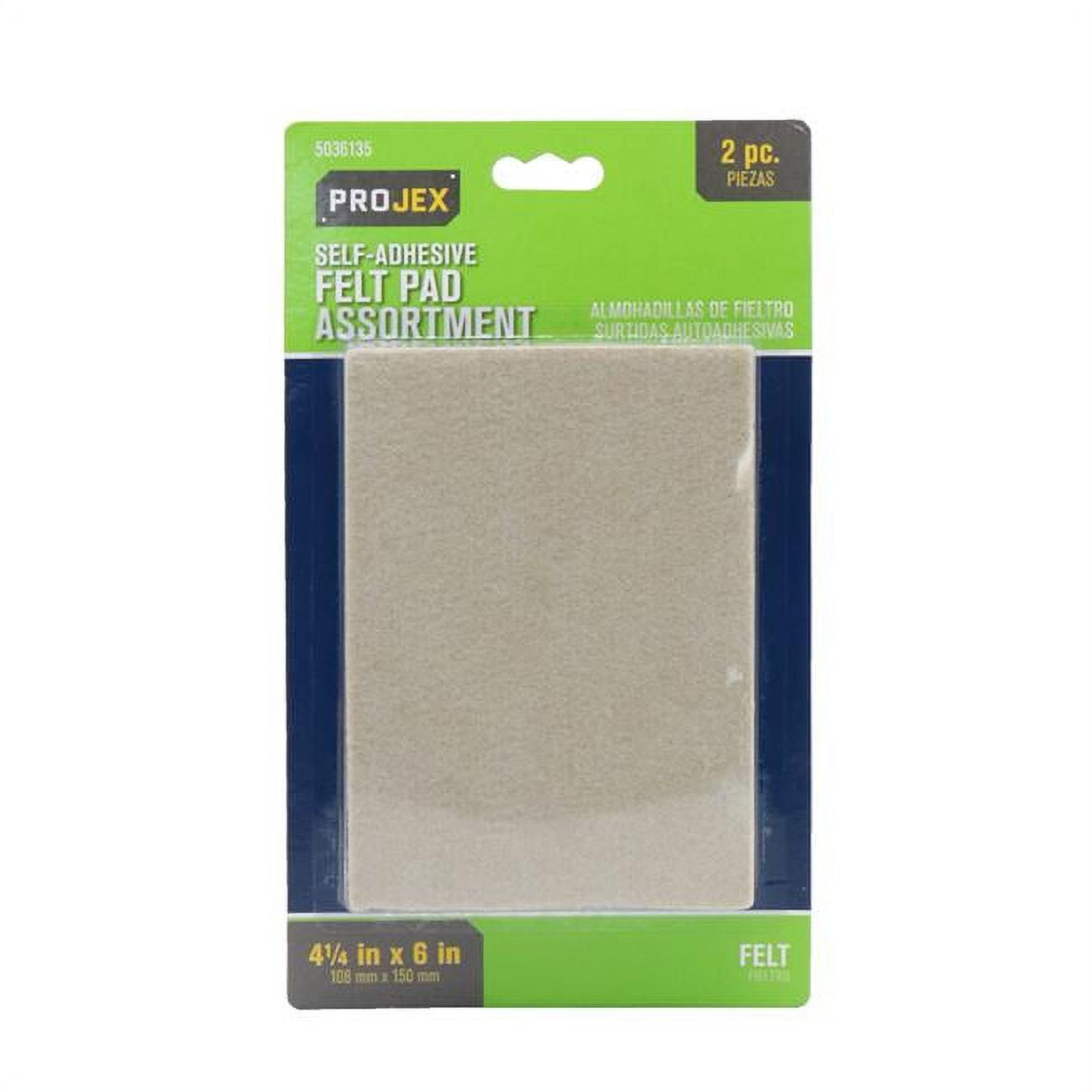 Felt Self Adhesive Blanket Brown Rectangle 4-1/4 in. W X 6 in. L 2 pk
