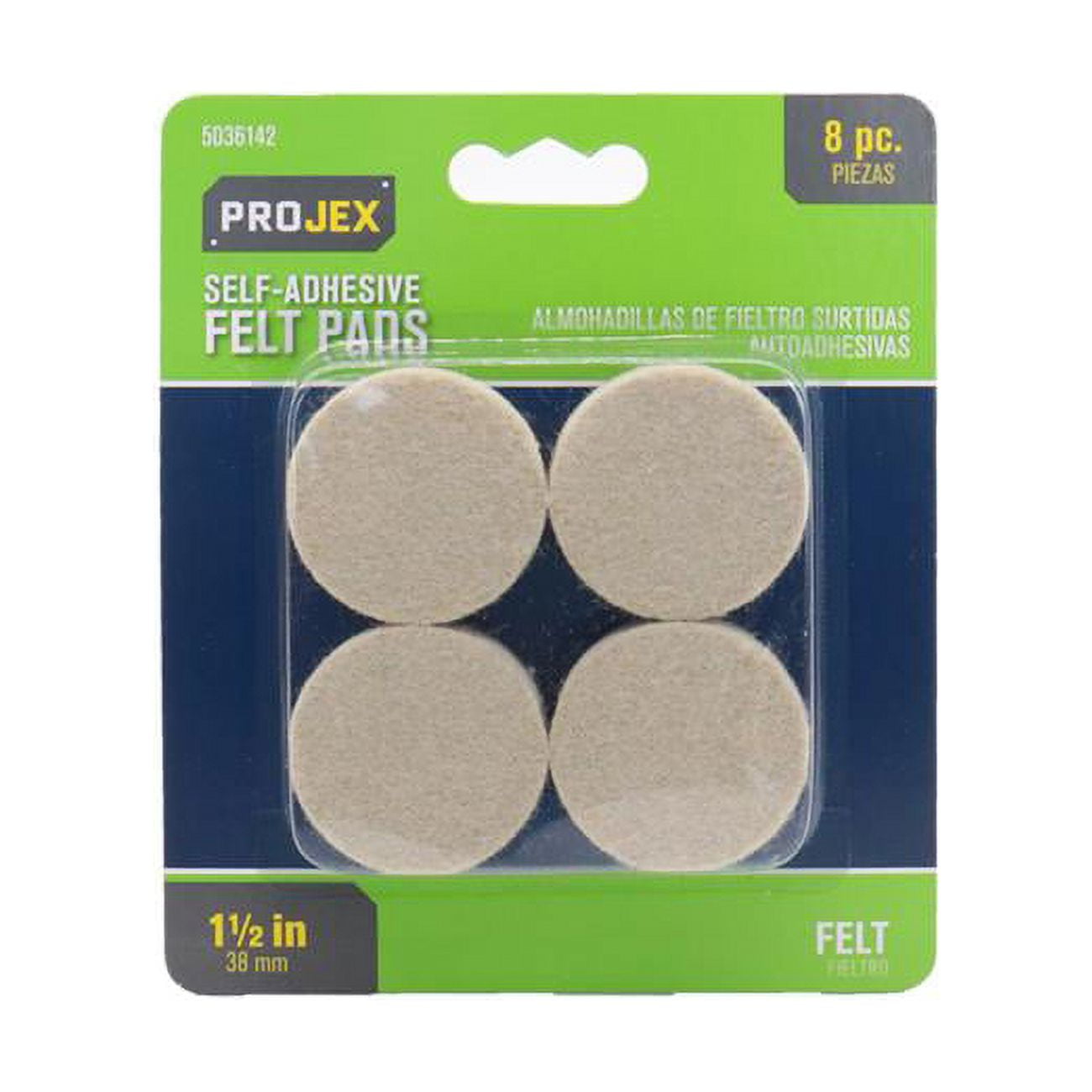 1.5 in. Round Felt Self Adhesive Protective Pad, White - Pack of 8