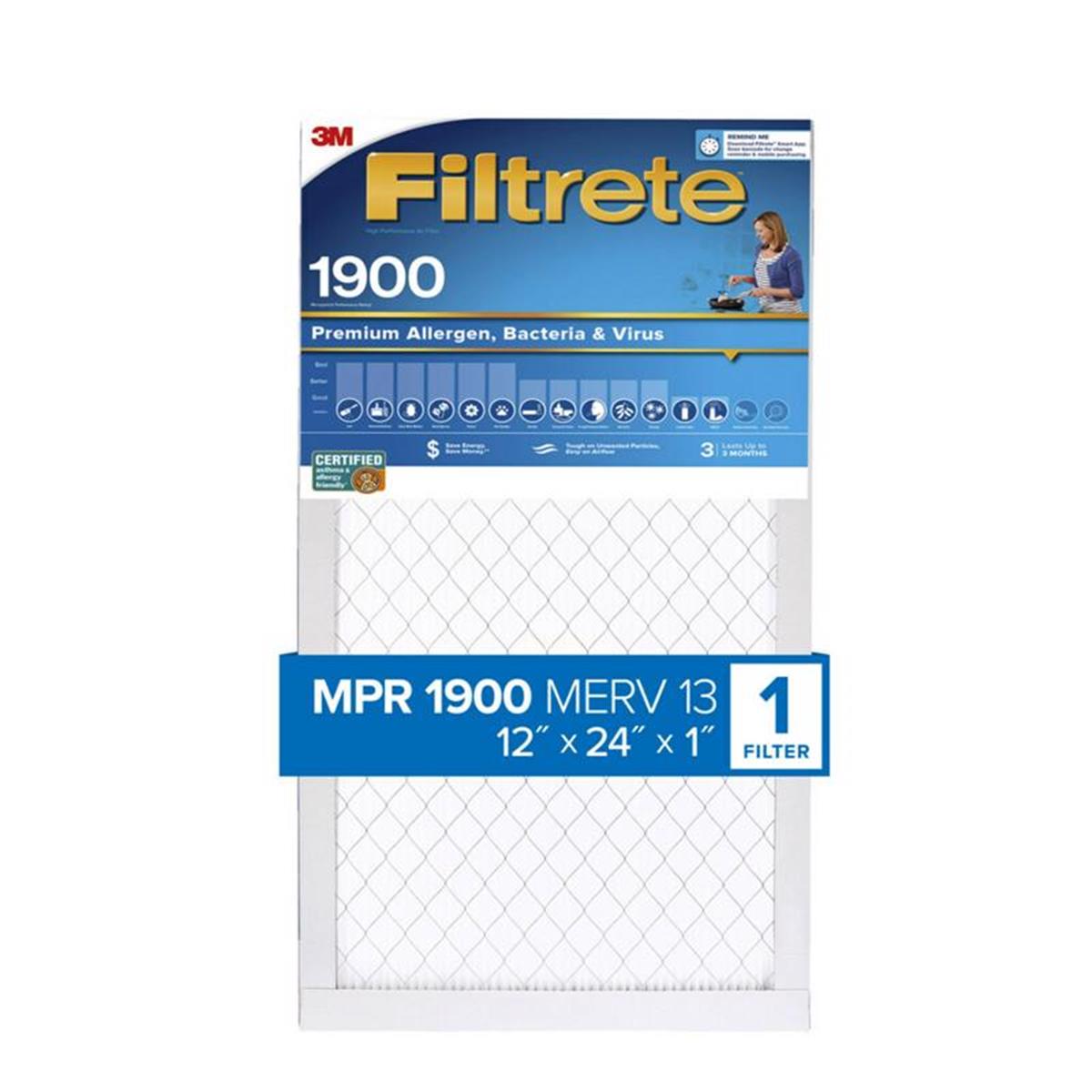 Picture of 3M 4012504 24 x 12 x 1 in. Filtrete 13 MERV Pleated Air Filter, Pack of 4