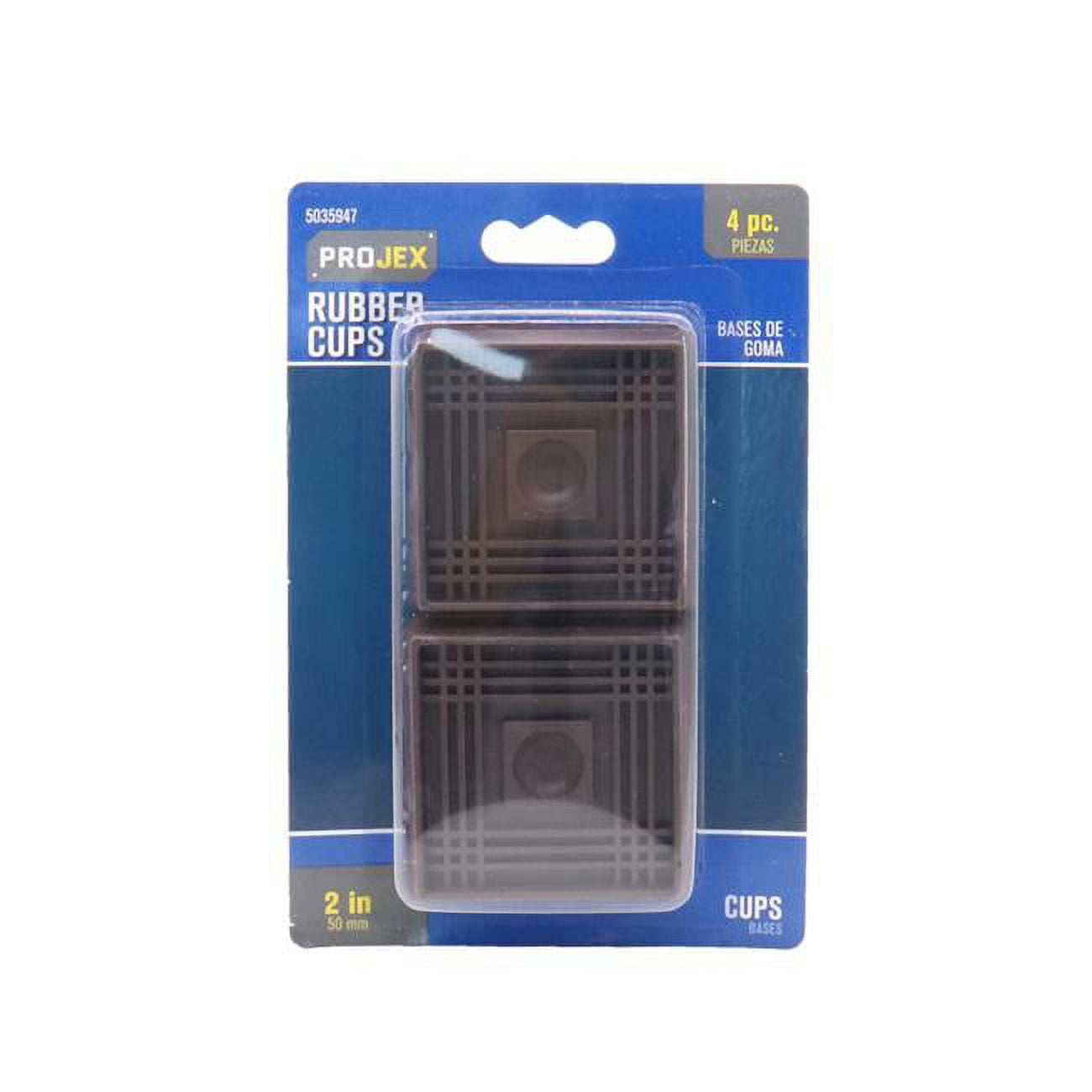5035947 2 x 2 in. Rubber Caster Cup Brown Square, Pack of 4