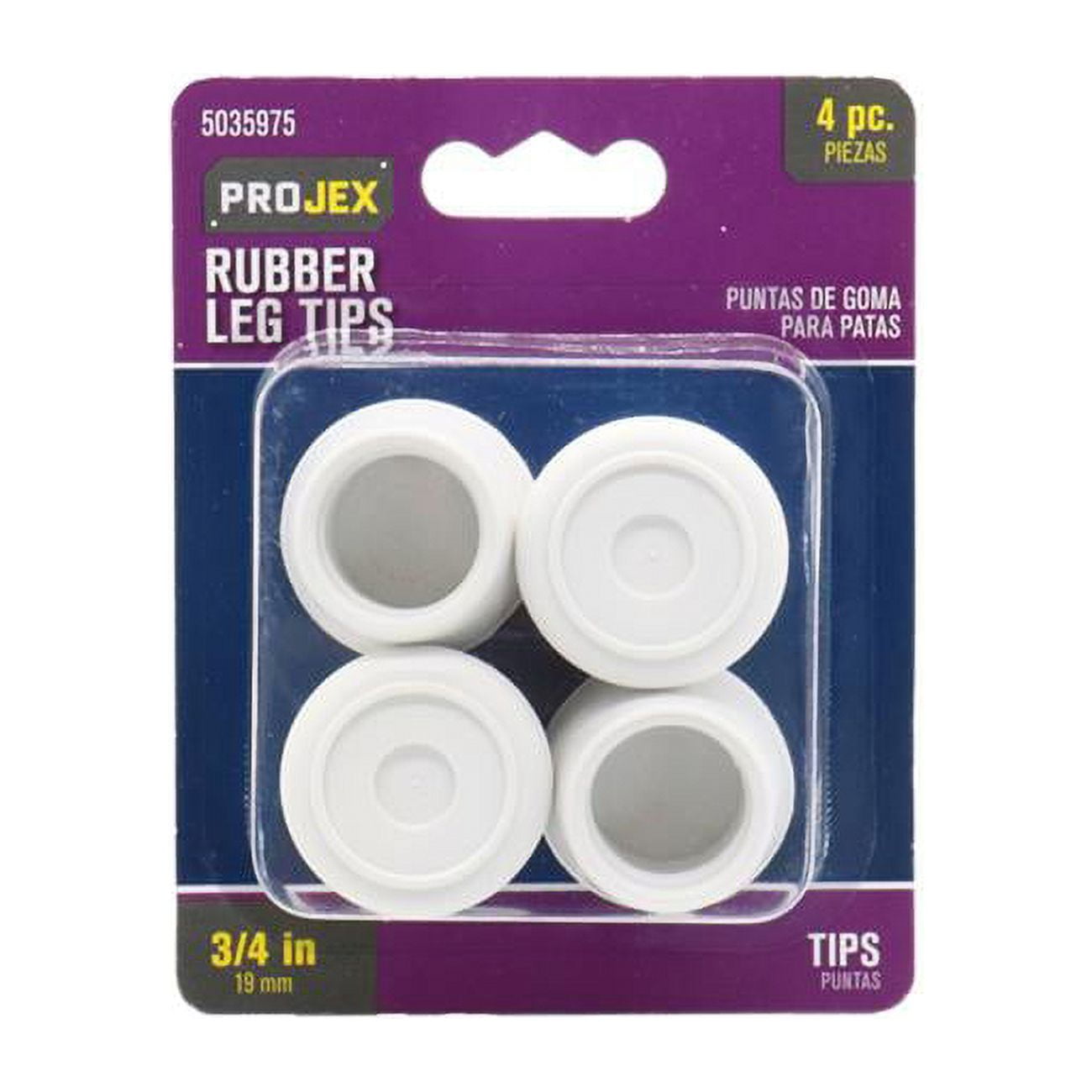 0.75 in. Rubber Leg Tip Off-White Round, Pack of 4