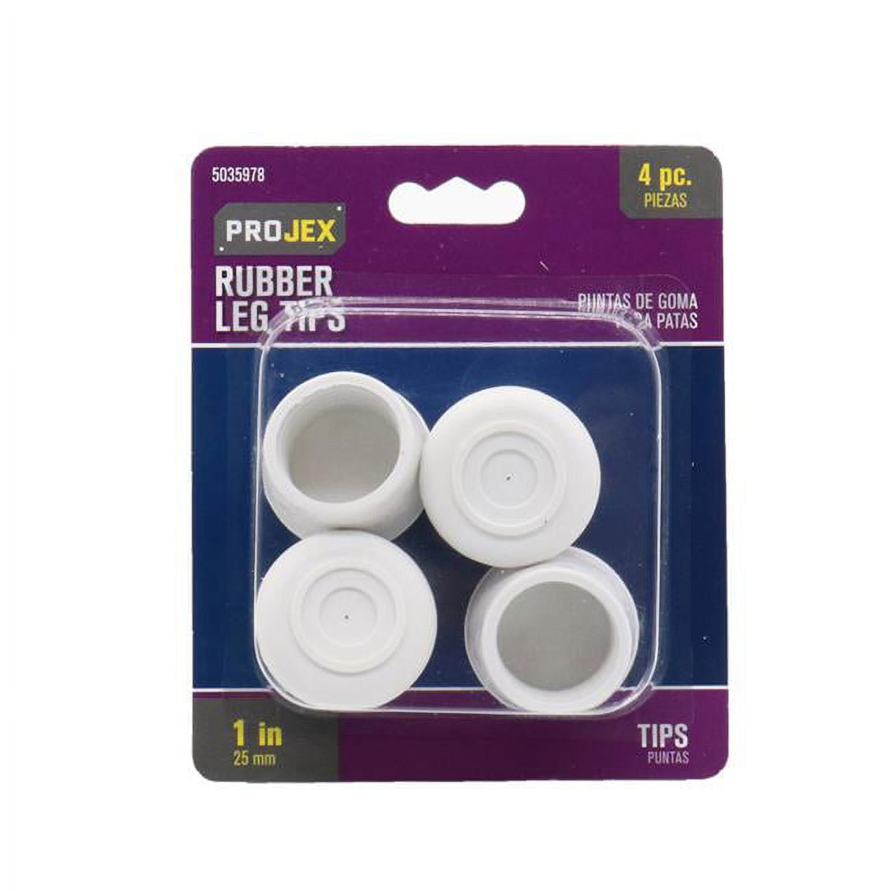 1 in. Rubber Leg Tip Off-White Round, Pack of 4