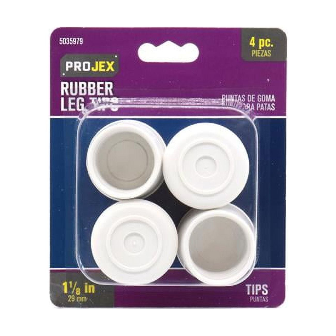 1.125 in. Rubber Leg Tip Off-White Round, Pack of 4